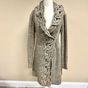 John Fashion Beige Knit duster Sweater L